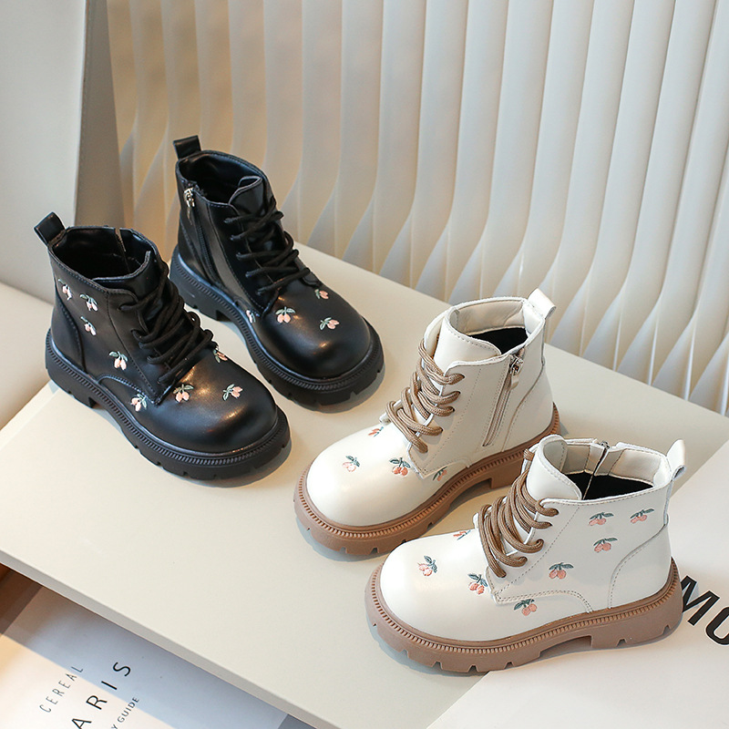 Children's Velvet Boots 2025 New Autumn and Winter Little Girls Embroidered Girls Princess Boots Baby Girl Short Boots