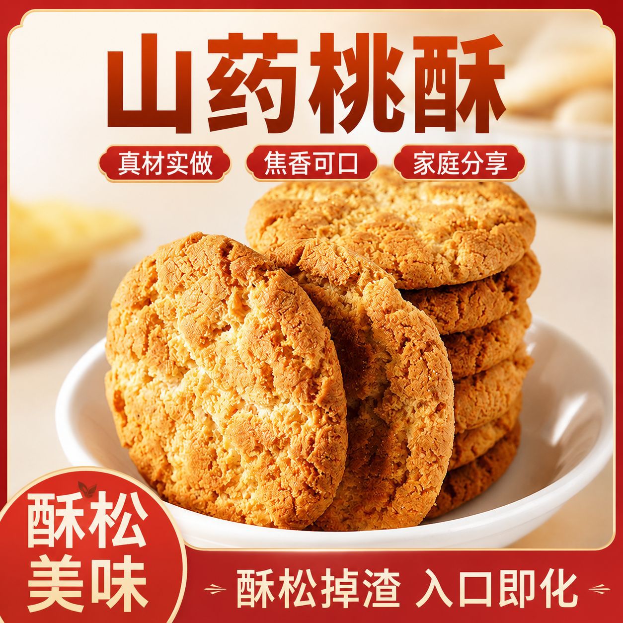 Xylitol Yam Peach Cake Traditional Authentic Iron Stick Yam Snack Sugar-Free Individually Packaged Peach Cake Oem