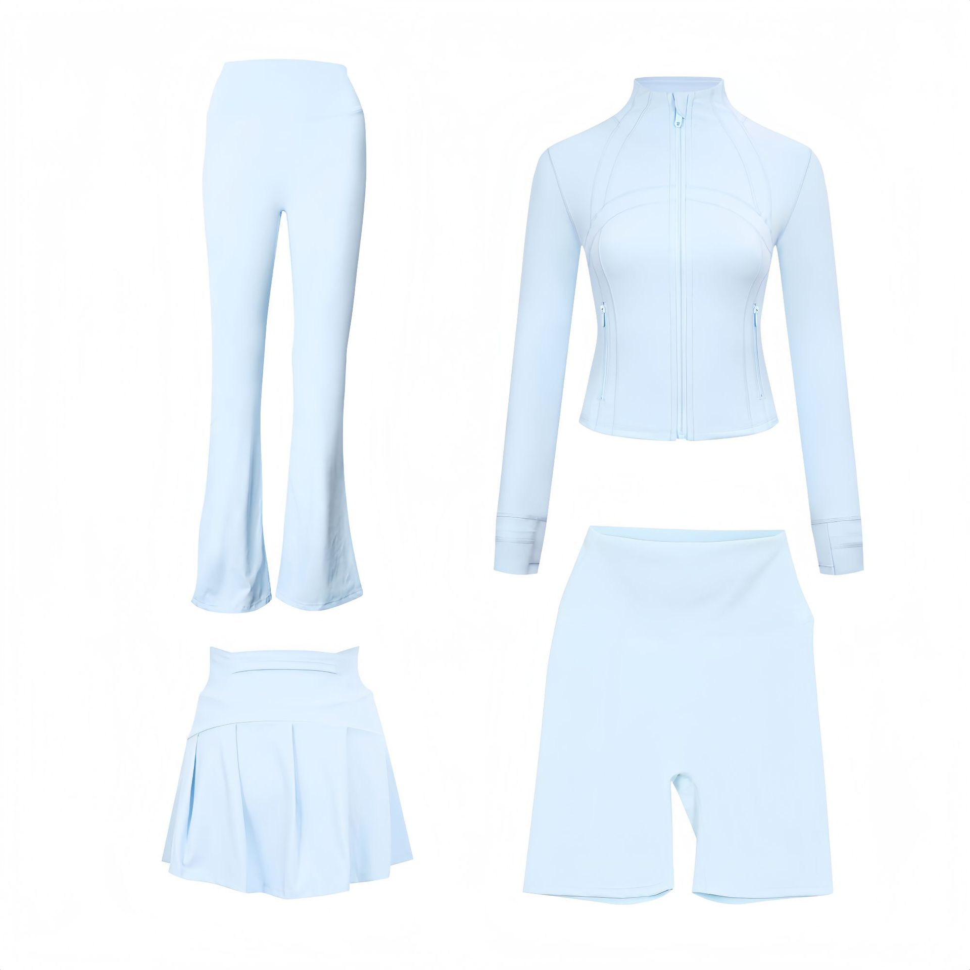 Women's Slim Fit Elastic Active Set With Jacket And Skirt_voghion.com