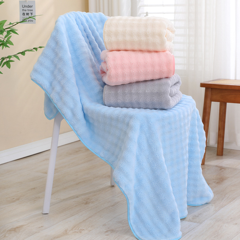 Cross-Border Coral Velvet Bath Towel, Extra Large and Thick, Bubble Velvet, Couple's Absorbent, Quick-Drying, Soft, Not Easy to Shed Hair, Adult Wrap Towel
