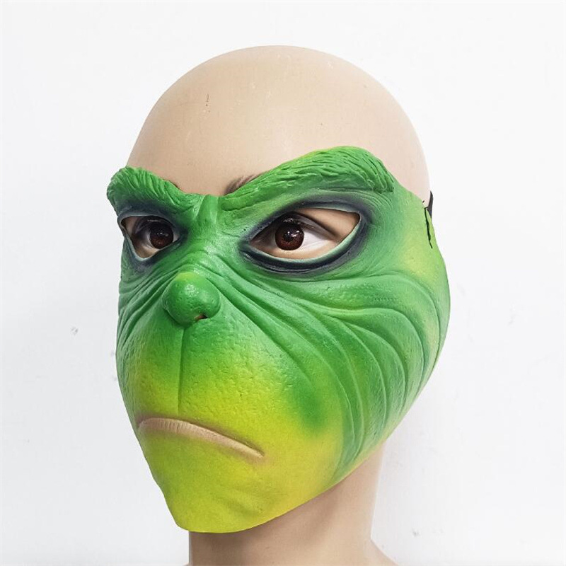 Halloween Cosplay Natale Carnevale Natale Grinch Mezza Maschera Grinch Barba Mostro Verde Maschera Guanti Fantasma_voghion.com