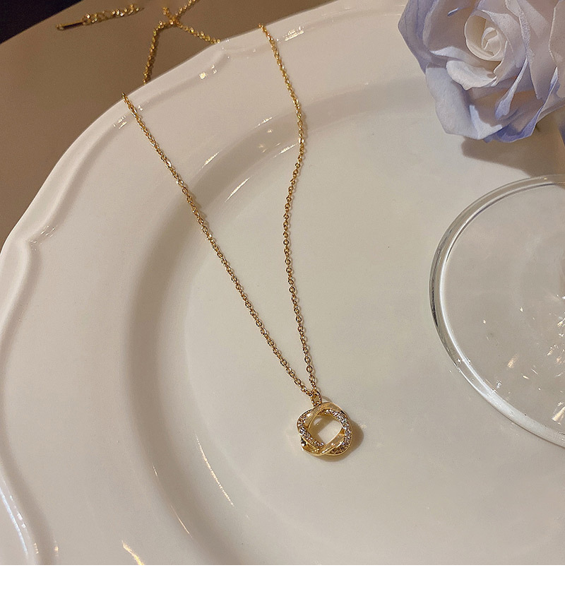 Simple Style Geometric Copper Inlaid Zircon Necklace 1 Piece