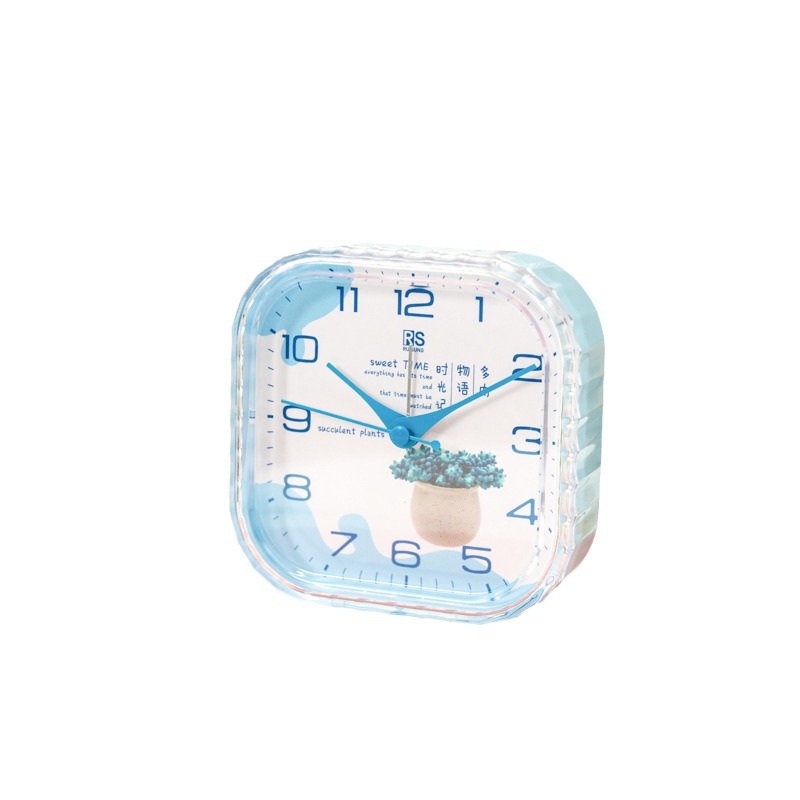 Fábrica directa despertador de cristal cuadrado simple escaneo silencioso movimiento estudiantes y niños pueden usar atmósfera conveniente