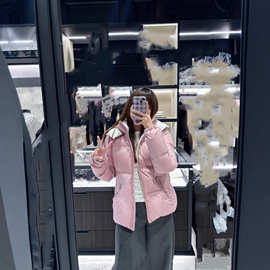 毒家版本现货高品质M家新款女士短款连帽羽绒服外套夹克时尚百搭