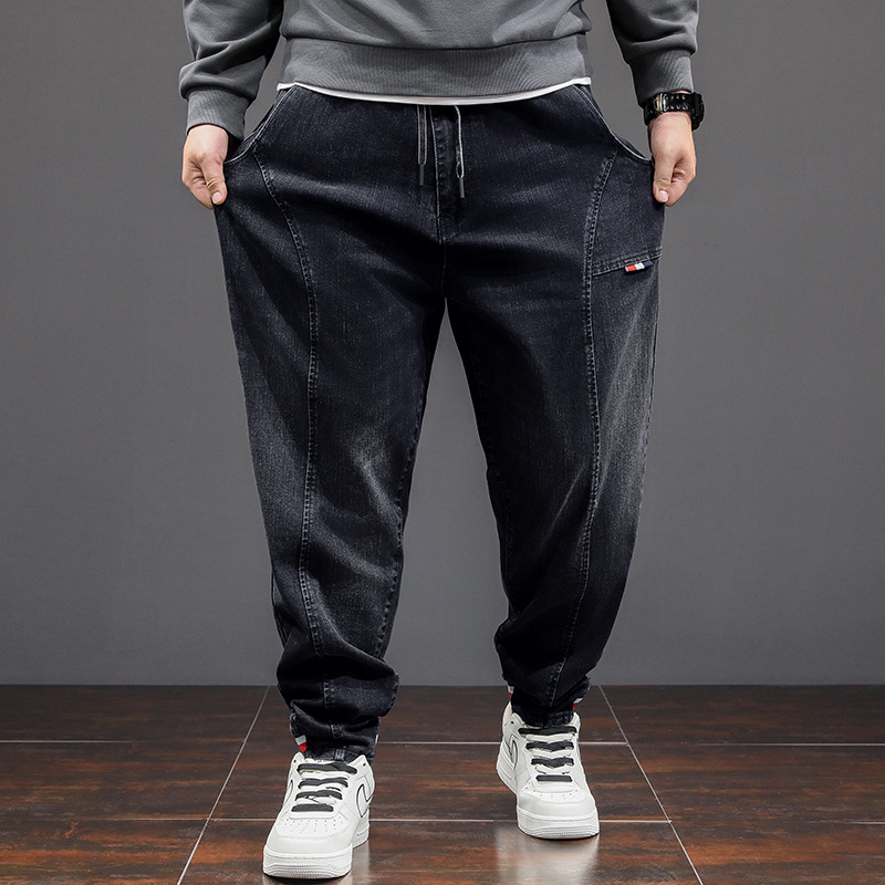 Little Fat Cow nueva marca de moda de los hombres pantalones vaqueros flacos elásticos gordos sueltos pantalones de cintura elástica de moda