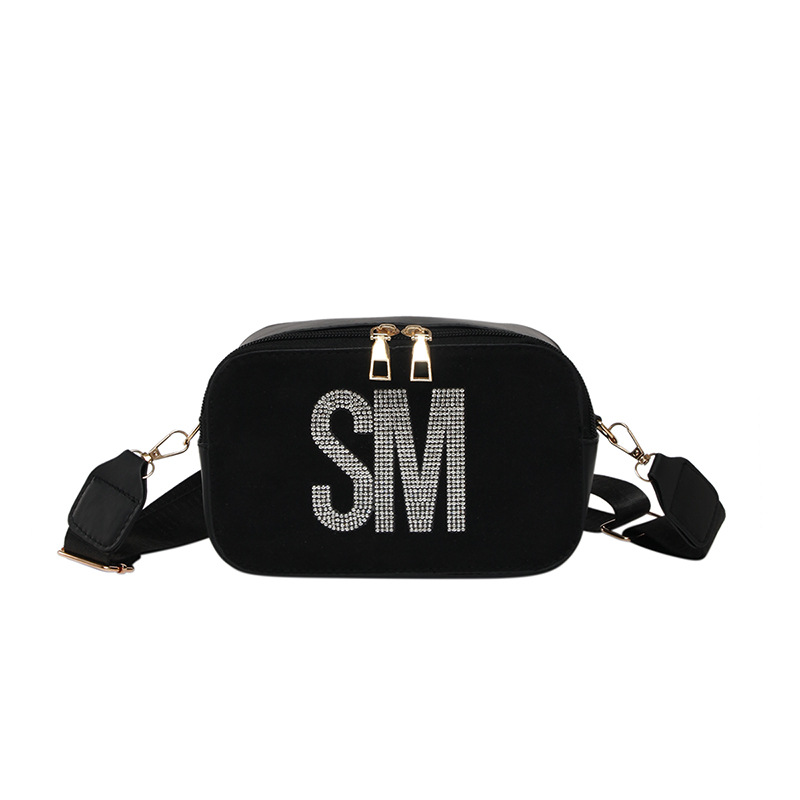 Moda personalizada, tendencia, bolso de mujer, ocio, todo fósforo, letra de nicho, bolso cuadrado pequeño, correa ancha, bolso de mensajero de un solo hombro popular