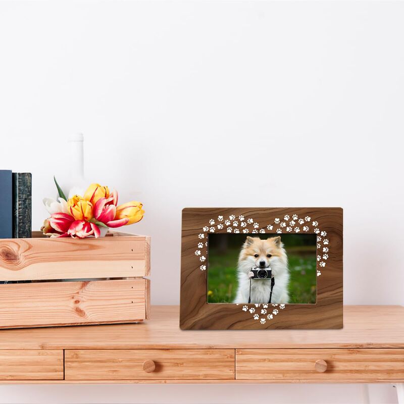 Wooden Photo Frame Suitable for Pet Lovers, Paw Print Decoration, Desktop Picture Display, Home Office Bedroom Decoration Wooden Photo Frame Suitable for Pet Lovers, Paw Print Decoration, Desktop Picture Display, Home Office Bedroom Decoration