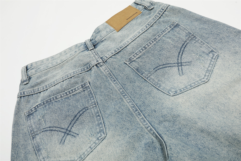 Men's American Punk Ripped Denim Capri Shorts Summer Style Washed Distressed Loose Wide Leg Trendy Cotton mid Waist Black Blue_mkmklike.com