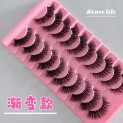 跨境10对装眼睫毛女一片式自然仿真舞台妆立体黑梗整条欧美假睫毛