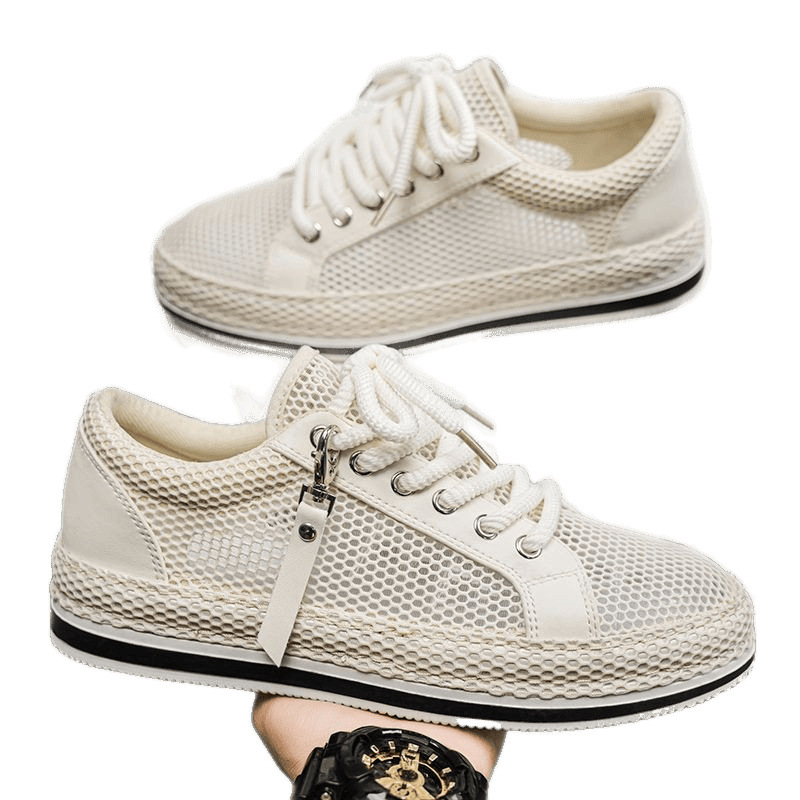 Nuevo casual para hombre, todo fósforo, cómodo, transpirable, color sólido con cordones, tacón plano, punta redonda, tendencia de moda, zapatillas de deporte para hombre