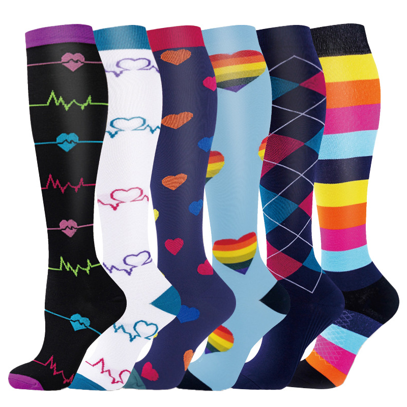 Juego de 6 pares de calcetines deportivos de compresión transfronterizos para fitness, calcetines largos de compresión para pantorrillas para hombres y mujeres, calcetines de compresión elásticos. image 39