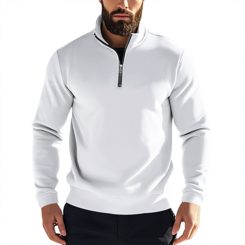 Sweatshirt homme en molleton avec col zippé hiver automne_voghion.com