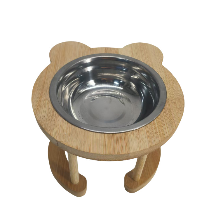 대나무 고양이 먹이통 - 이중 그릇