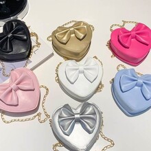 ins新款蝴蝶结链条包2024韩版爱心挎包糖果色洋气女孩公主斜跨包