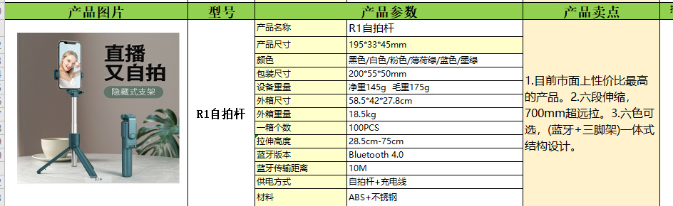 手机自拍杆加长蓝牙一体式带美颜补光灯遥控多功能直播桌面三脚架详情76