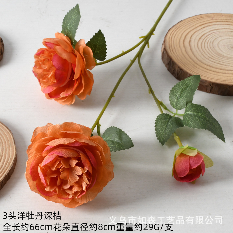 Flor artificial naranja flor artificial Rosa flor artificial boda Salón de la boda decoración del hogar flor artificial al por mayor