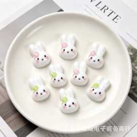 卡通diy树脂配件饰品迷你白兔奶油胶发夹手机壳鞋扣钥匙扣吊坠配