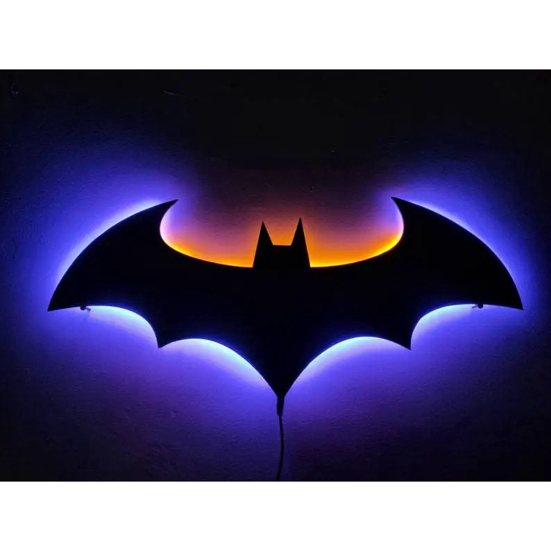 40cm 3D Justice League Batman colorido noche luz sala de estar dormitorio niños plug-in control remoto LED lámpara de pared