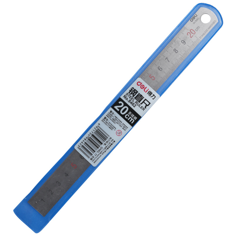 Deli 8462 steel ruler stainless steel ruler steel ruler iron ruler 20cm scale ruler centimeter measurement stationery metal