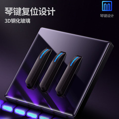 Cross-border tempered glass switch black piano key button panel with LED light, concealed installation household hotel villa socket