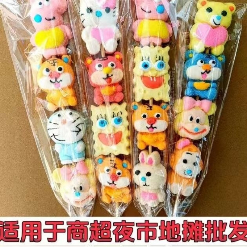 スノーフレーククリスプかわいいマシュマロ串グミ漫画の形のキャンディスナック動物ナイトマーケット露店卸売露店|undefined
