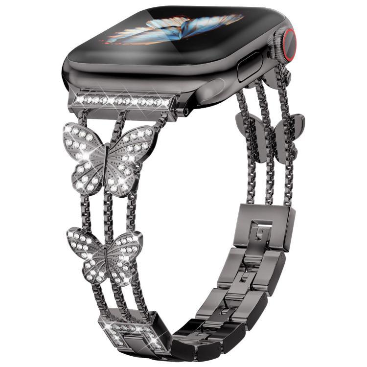 Correa de diamante en forma de mariposa para Apple Watch 38 - 49mm Brazalete de metal de moda para mujeres