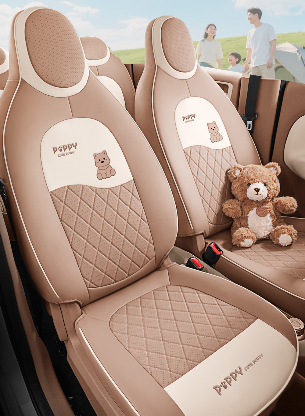 Specially Designed for Wuling Hongguang Mini Four-Door Full-Cover Seat Covers, Miniev Mini Car Seat Covers with Cartoon Interior Design