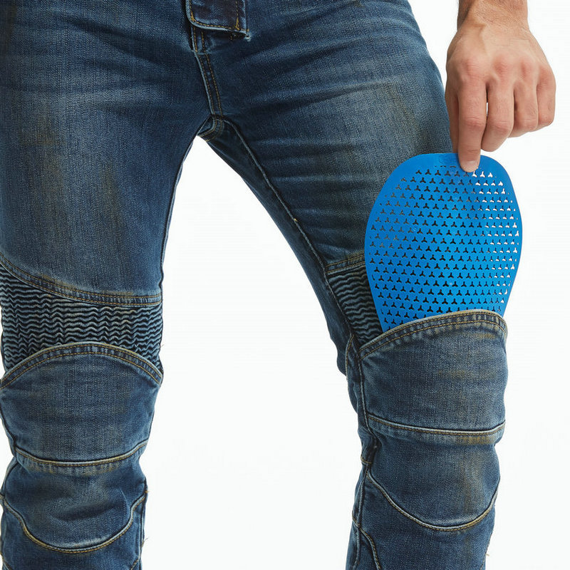 Pantalones de la motocicleta pantalones vaqueros de los hombres retro angustiado casual pantalones de la motocicleta stretch montar Caballero anti-caída de silicona