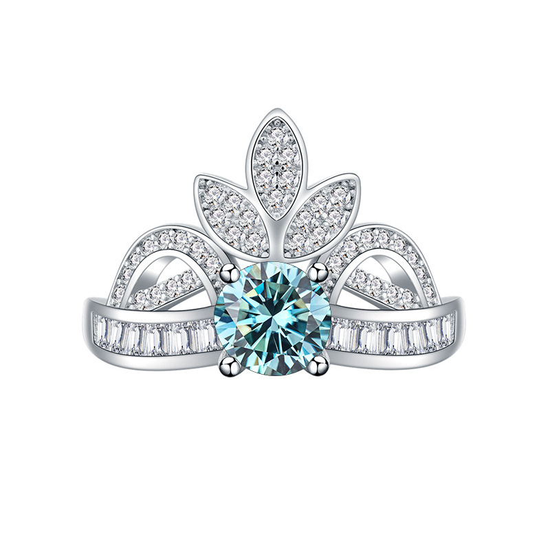 Transfronterizos para la corona 1 quilates anillo de piedra de moissan mujer 925 plata esterlina ins viento joyería accesorios de moda de mujer europea y americana