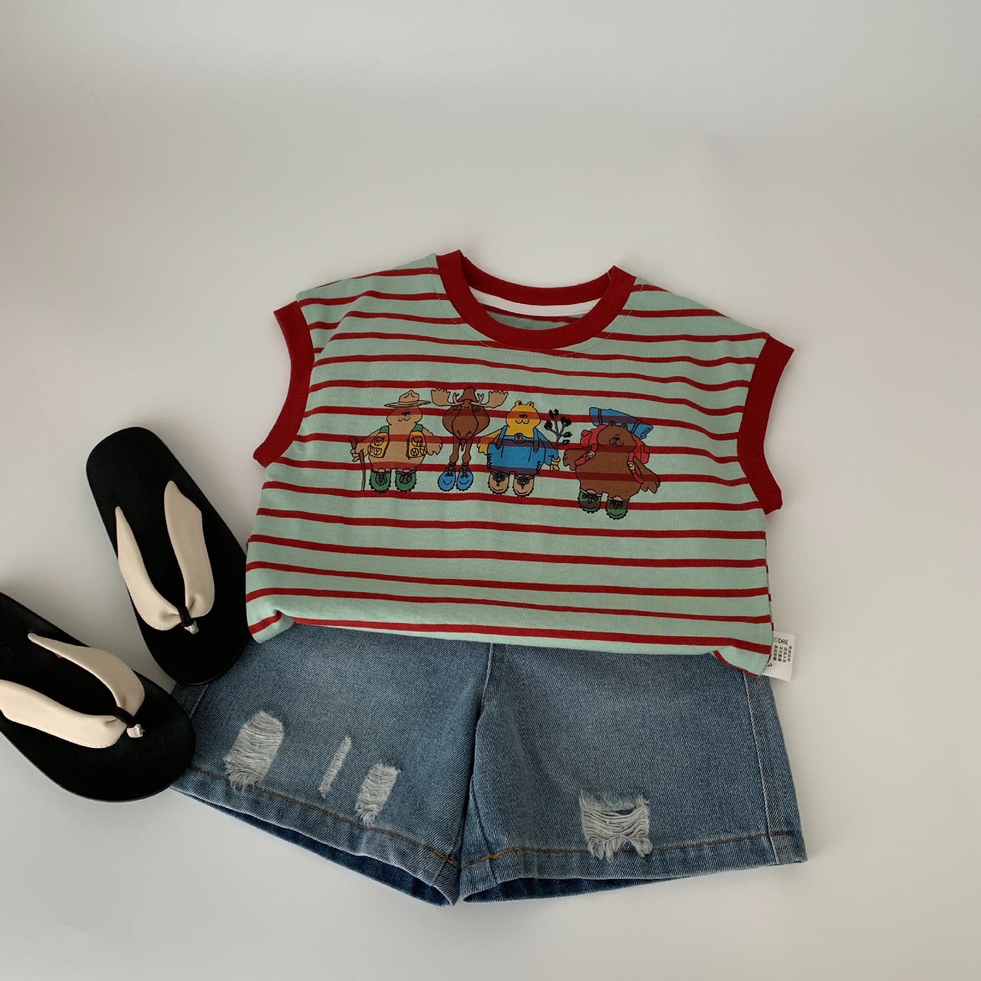 Chaleco a rayas para niños Maibao, verano para niños, ropa de verano delgada para niños, camiseta sin mangas, camiseta para niños, verano a