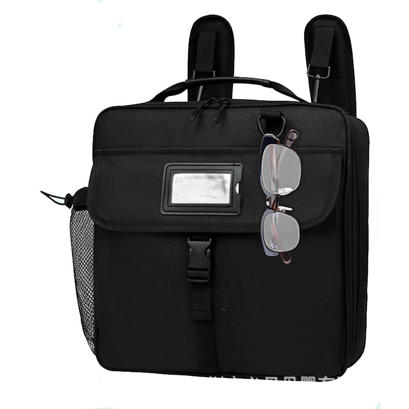 Popular in foreign trade, D-type zipper binder bag with laptop compartment, detachable notebook backpack, bookmark and stationery bag
