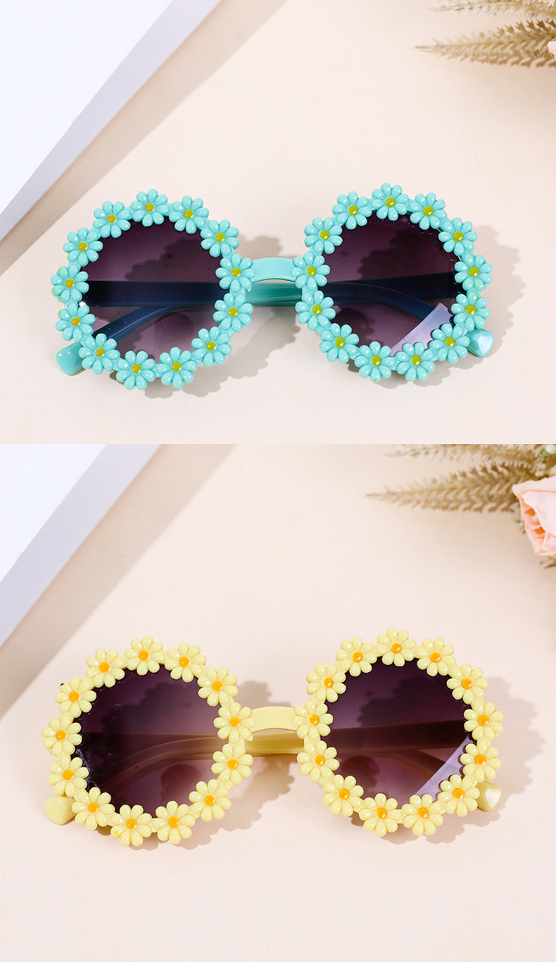 35g Weight Full Frame Glasses Structure Sunglasses Classification Vacation Flower Ac UV400 Protection Round Frame Full Frame Kids Sunglasses