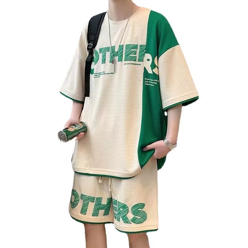 Camisas y menos ropa, trajes de ropa deportiva, jersey de baloncesto de verano para hombres, pantalones cortos casuales, camiseta de manga corta de moda coreana de dos piezas