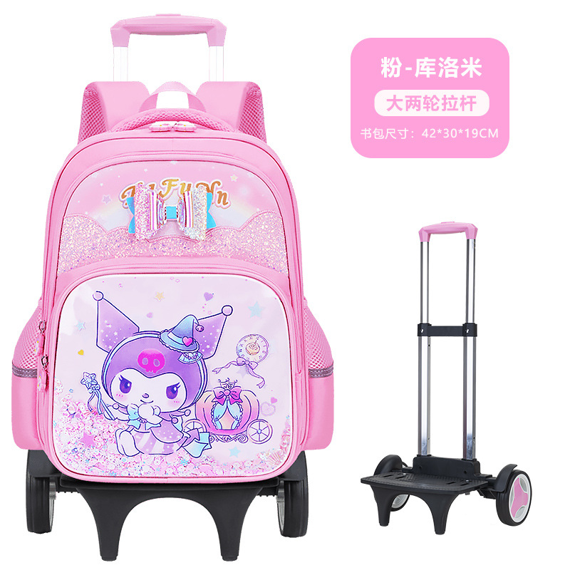 Mochila Escolar con Rodillos para Niñas Grado 1-3-6 de Tela Oxford Impermeable para Escuela Primaria
