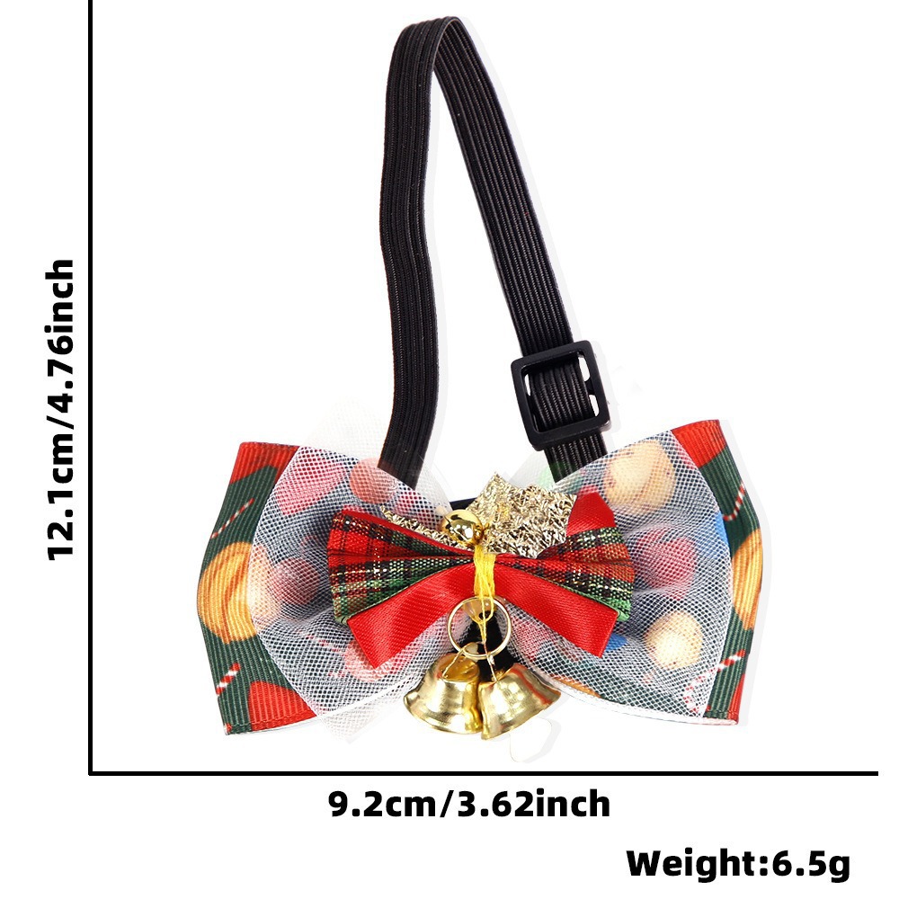 Navidad transfronteriza decoración pet corbata gato perro vestido de Año Nuevo tela de terciopelo hojas verdes collar de arco