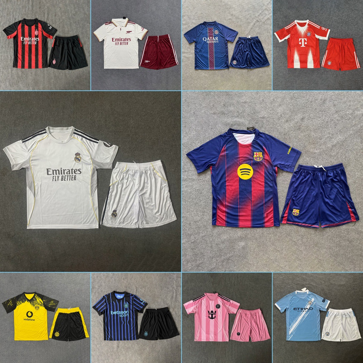 Real Madrid Football Uniforms for Adults, Barcelona, Chelsea, Paris, Arsenal, Manchester City, Inter Milan, Juventus, Miami Jerseys
