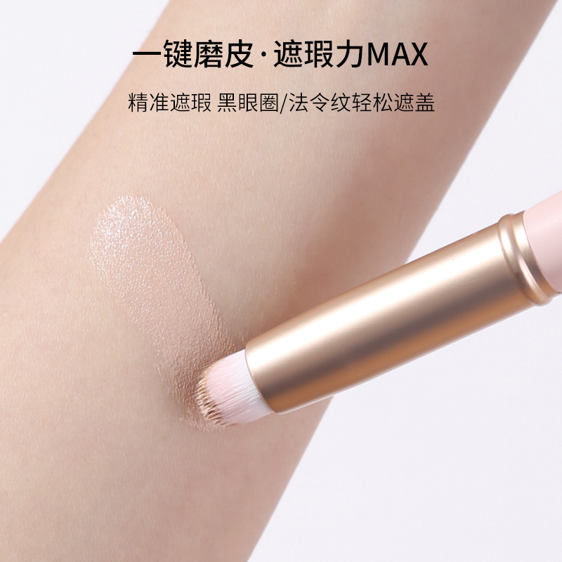 Zhuolya nuevo maquillaje cepillo al por mayor portátil corrector lápiz labial cepillo belleza herramientas rosa con tapa redonda cabeza cepillo de labios