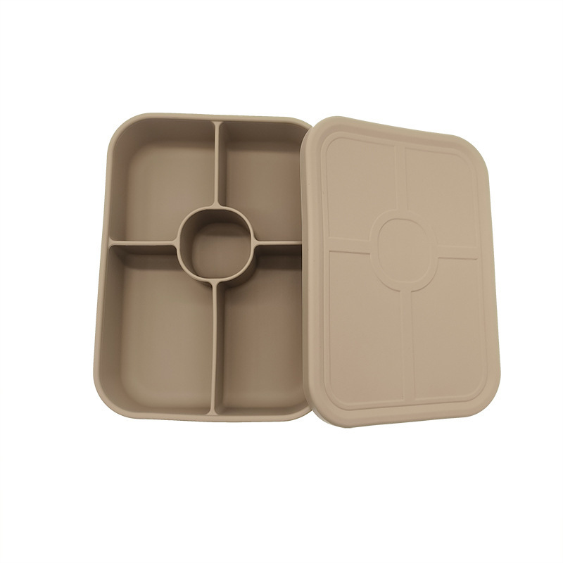 Caja de almuerzo de silicona de estilo japonés sellada horno de microondas trabajador de oficina Bento caja de almuerzo de estudiante portátil caja de almuerzo integrada de tres rejillas