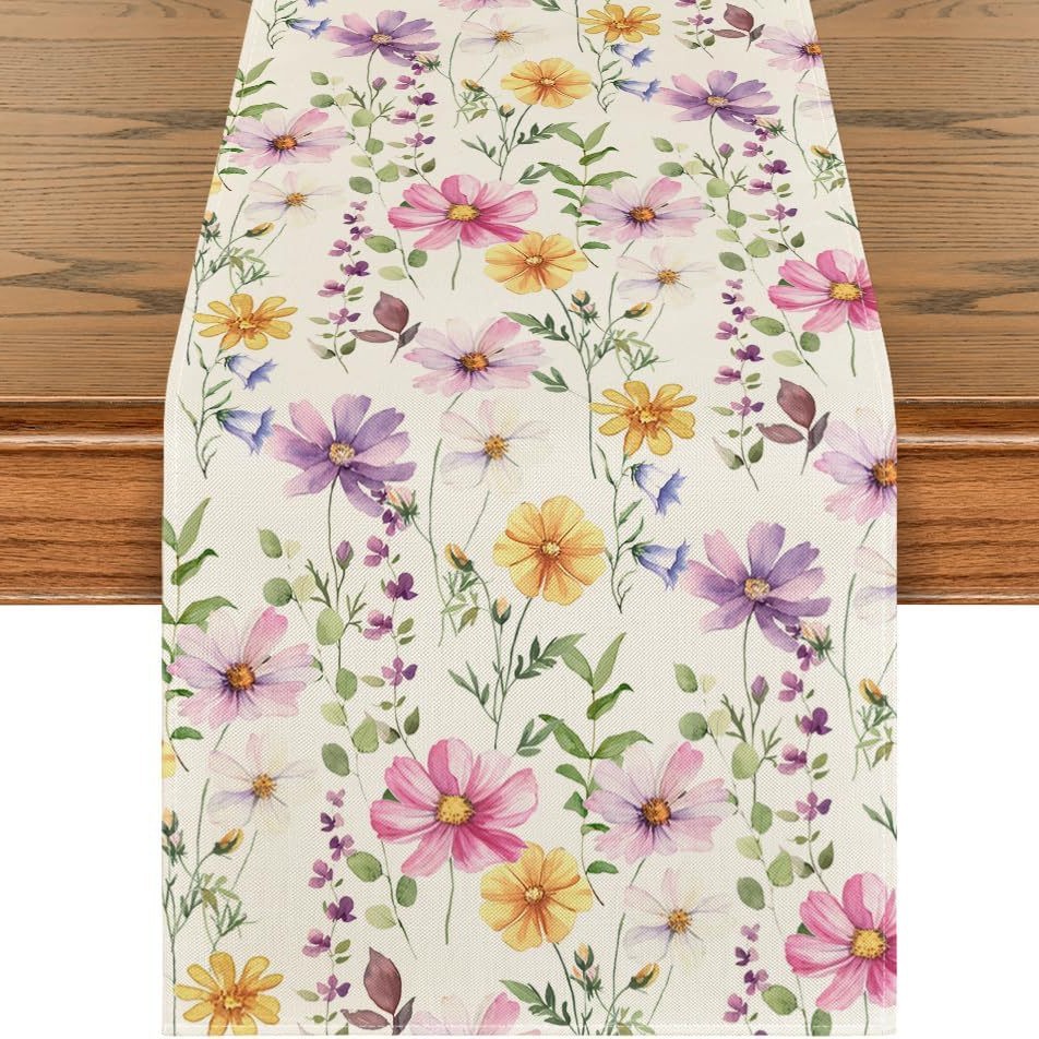 Primavera y verano venta en caliente bandejas de mesa transfronterizas frescas flores pastílicas imitación de tela de mesa de lino girasoles verde bandejas de mesa de hoja