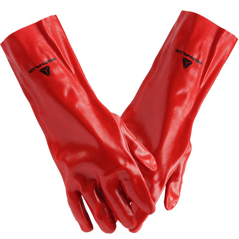 代尔塔 201735 PVC涂层防化防滑耐酸防腐蚀耐用防护手套 35CM