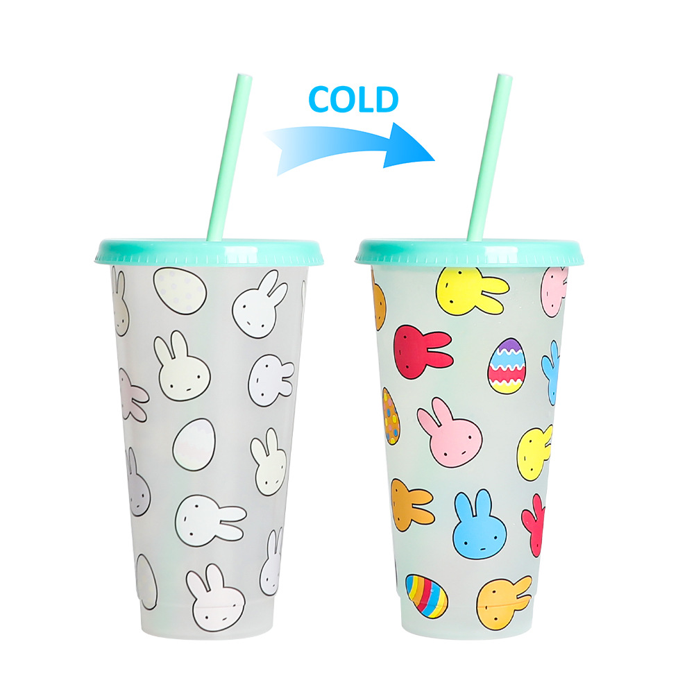 Spot transfronterizo de 710ml taza de plástico de color frío de gran capacidad PP taza de té con leche bebida fría con taza de paja con fábrica de inspección NBCU