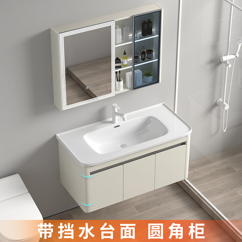 Gabinete de baño de acero inoxidable simple cerámica lavabo lavabo lavabo lavabo de inodoro ingeniería hotel
