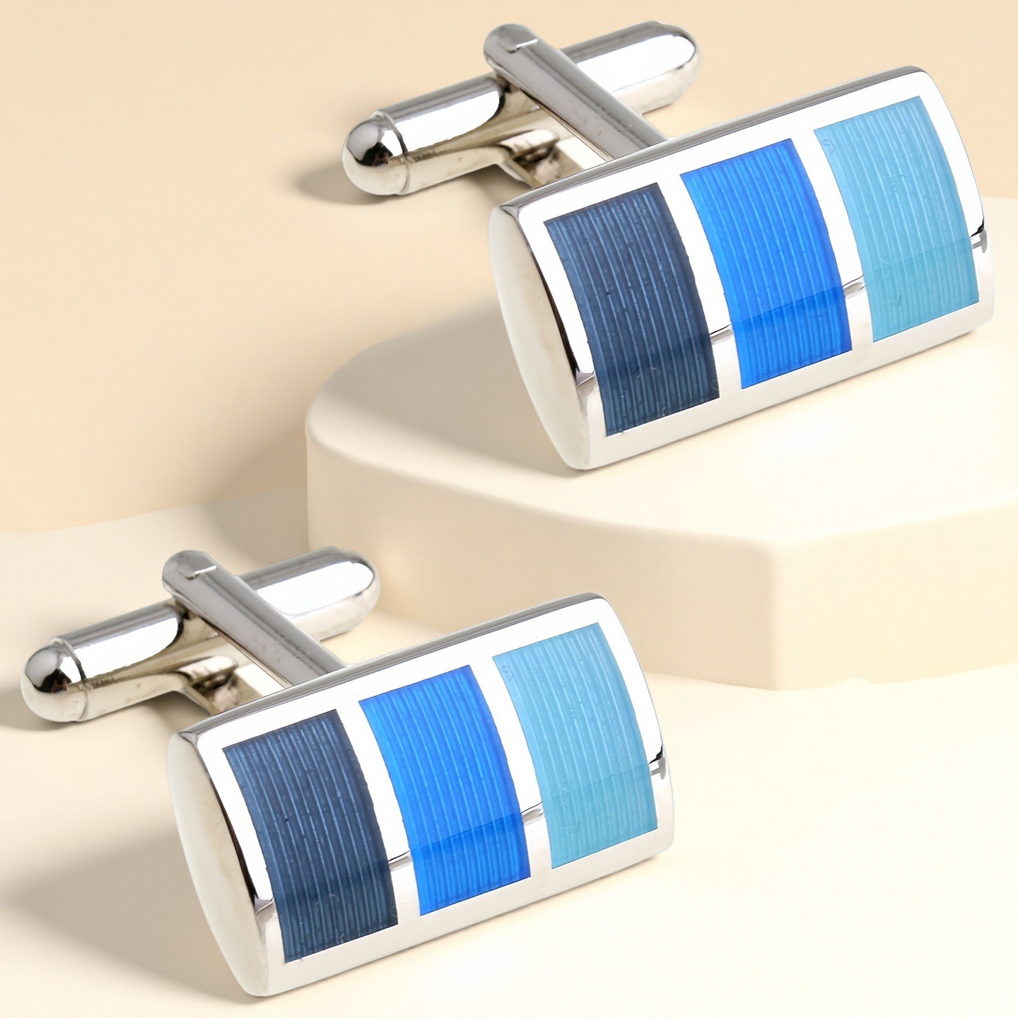 High Quality French Cufflinks Cuff Cuff Stud Men's cufflinks Style Cufflinks Gradient Striped Blue