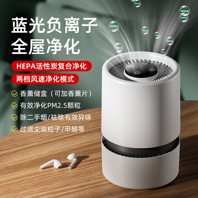 Cross-Border Intelligent Negative Ion Activated Carbon Indoor Air Purifier USB Smoke and Odor Removal Small and Medium-Sized Gift Customization