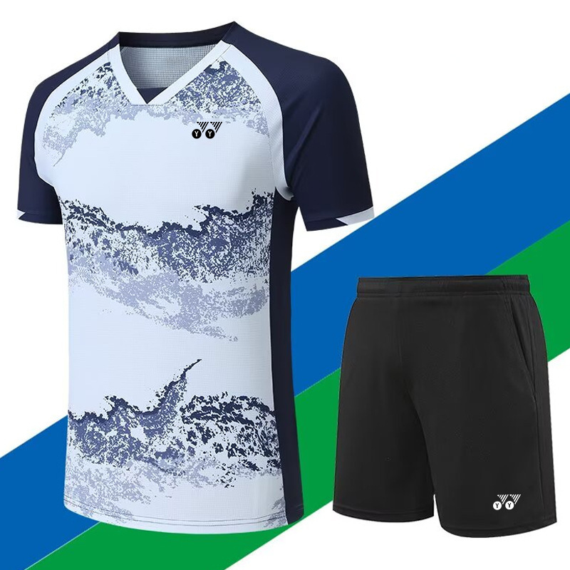 Yy Badminton Suit Quick-Drying Sportswear for Men and Women, Volleyball and Table Tennis Jersey, T-Shirt, Short-Sleeved Competition Uniform, Customized