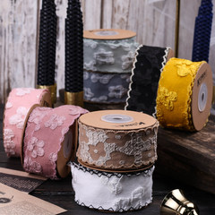 Wavy edge embossed fabric small floral ribbon DIY bow hair accessory fresh flower packaging 3D woven ribbon