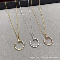 卡家钉子系列满钻项链18K镶钻CNC精雕吊坠锁骨链不掉色跨境热销
