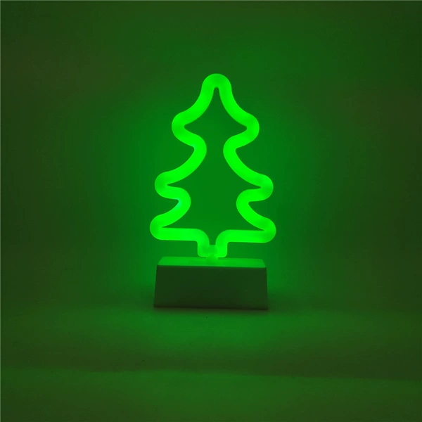 Injection molded neon Christmas tree with base, green