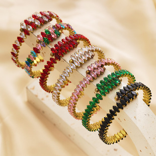 Bracelet for Women Full of Diamonds, Colorfulful Zircon Oval Opening, Fashionable Personalized Bracelet, Accessible Luxury, Versatile and High-End Jewelry for Women