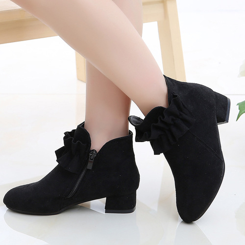 Girls' shoes winter 2024 new versatile Korean children's boots spring and autumn Martin boots short boots high heels British style